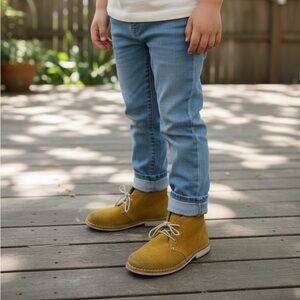 Momino Italian Made Mustard Suede kids shoes